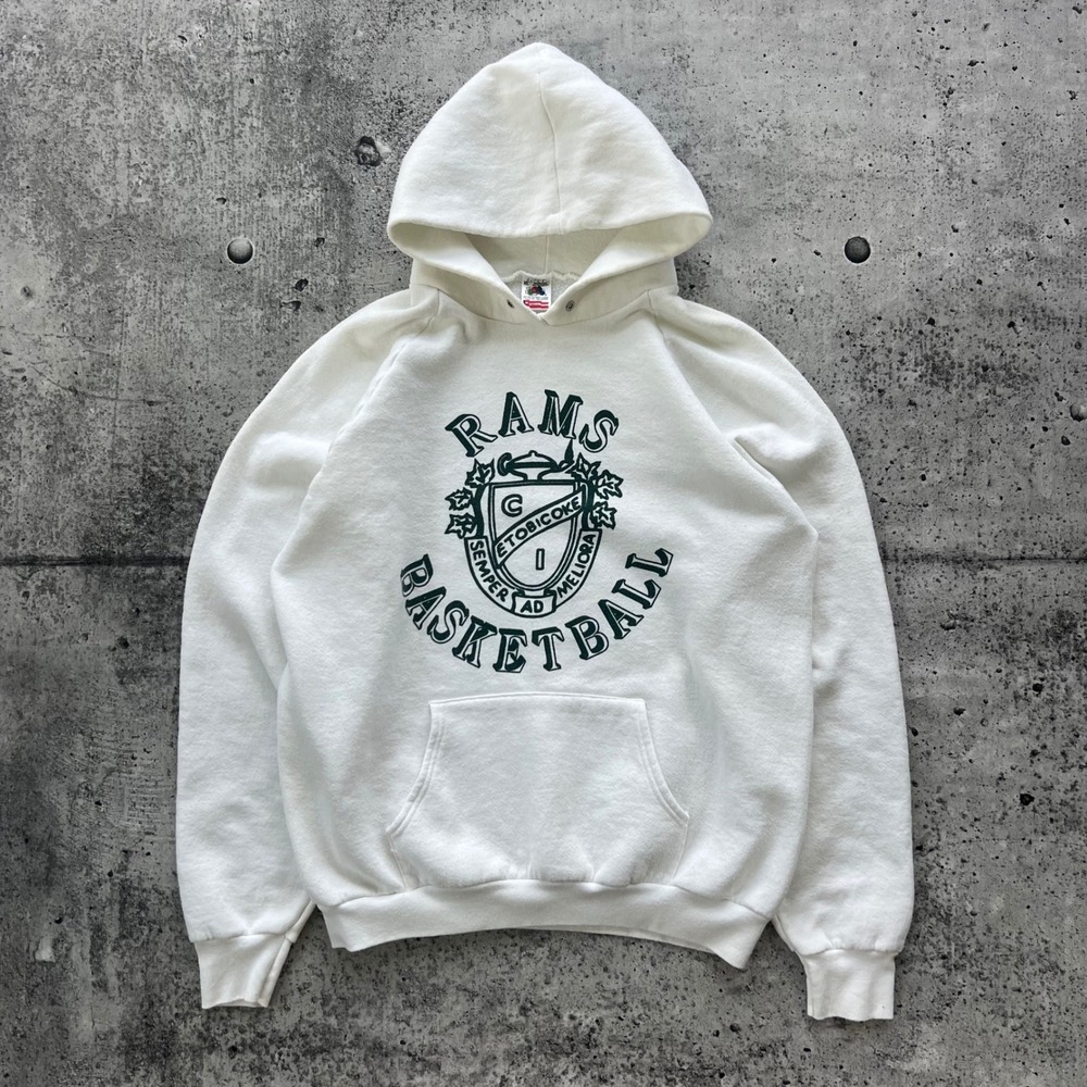Vintage Etobicoke Basketball Sweatshirt Men XL White Rams Raglan FOTL 90s Hoodie